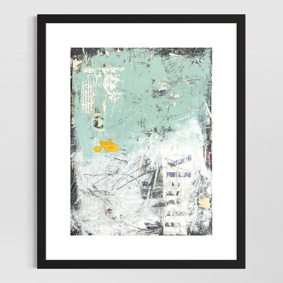 Original Grunge Minimalist Modern Art Collage Painting 8.5x11 "Logogriph" Signed - Picture 1 of 5